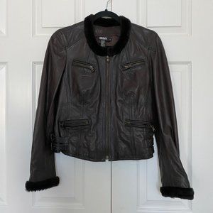 DKNY New York Italian lamb leather cropped leather jacket size 4